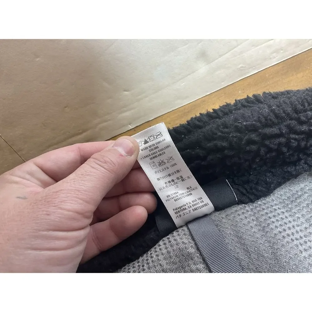 Patagonia Vest Mens L Black Classic Retro X Deep Pile Fleece Outdoor 23047